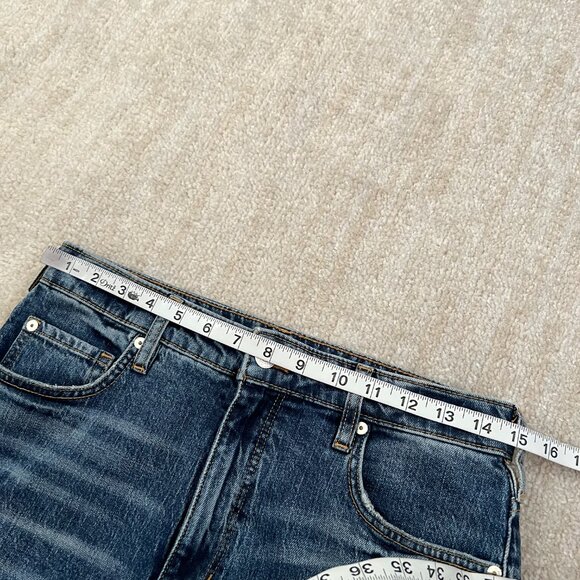 Anthropologie Blue Straight Leg Jeans with Floral Cuffs - Picture 8 of 11